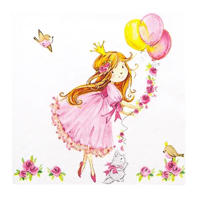 Produktbild von 20 Servietten Cute Princess - Prinzessin mit Ballons 33x33cm