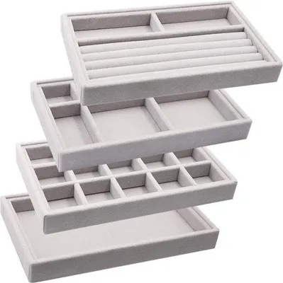 Produktbild von Famanu Schmuck Organizer Box, Stapelbare Aufbewahrung für Schmuck - Grau