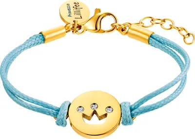 Produktbild von Prinzessin Lillifee 2034003 Textilarmband mit Krone aus Edelstahl vergoldet