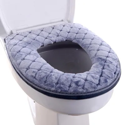 Produktbild von WC-Sitzauflagen, weiche, dickere, wärmere, waschbare Stoff-WC-Sitzauflagen für das Badezimmer, wiederverwendbare WC-Sitzauflage