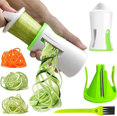 Produktbild von 2-in-1-Gemüsespiralschneider für Zucchininudeln, Spaghetti-Bnder und Julienne-Streifen