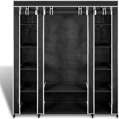 Produktbild von vidaXL Stoffschrank mit Fächern Kleiderstangen 45×150×176 cm Schwarz