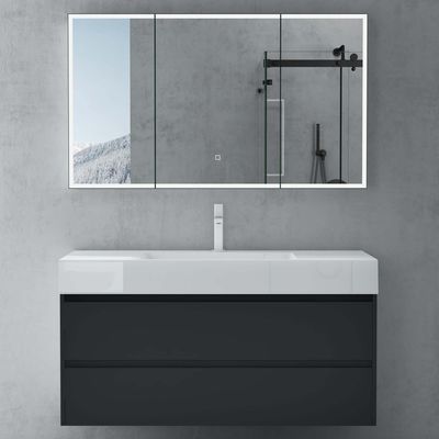 doporro Spiegelschrank Beschlagfreier Spiegel Wandschrank BxTxH 120x15x70cm Hängeschrank für Badezimmer Anthrazit matt Spiegelschrank04