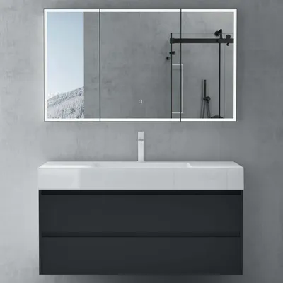 Produktbild von doporro Spiegelschrank Beschlagfreier Spiegel Wandschrank BxTxH 120x15x70cm Hängeschrank für Badezimmer Anthrazit matt Spiegelschrank04