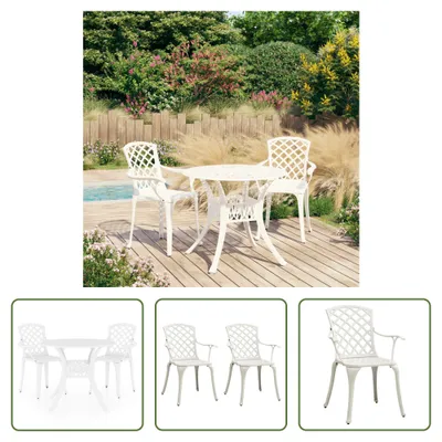 Imagen del producto de Conjunto de bistro de 3 piezas "The Living Store", fabricado en aluminio fundido, color blanco