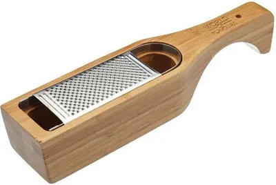 Produktbild von KitchenCraft: World of Flavours - Parmesan-Käsereibe mit Behälter und Griff, Bambus/Edelstahl, 27,5 x 6 x 5 cm