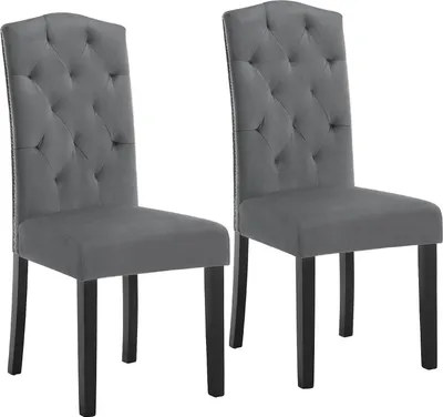 Produktbild von EUGAD 2er Esszimmerstühle, Küchenstuhl mit Rückenlehne&Samtbezug, Dunkelgrau