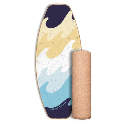 Produktbild von Daffy Boards Allrounder Balance Board Set mit Korkrolle - Design: Waves