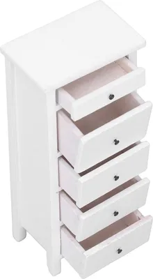 Image de Commode pour maison de poupées à l'échelle 1:12, miniature en bois, meubles de chambre à coucher blancs, décoration pour maison de poupées