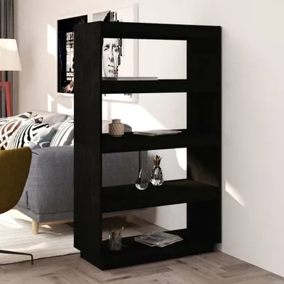 Produktbild von vidaXL Bücherregal/Raumteiler Schwarz 80x35x135 cm Massivholz Kiefer - Bücherregal - Bücherregale - Holz Bücherregal - Raumteiler