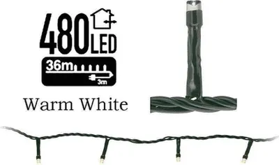 Produktbild von Weihnachtsbeleuchtung - Lichterkette - 480 LEDs - Länge: 36 Meter - Warmweiß