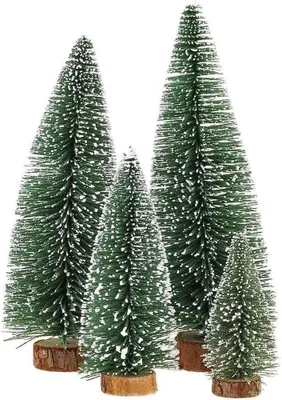 Imagen del producto de Árboles de Navidad en miniatura - Juego de 4 - Pequeños adornos para mesa en forma de árboles - Mini árboles de Navidad con base de madera