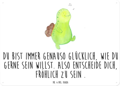 Produktbild von Mr. & Mrs. Panda tafel Schildkröte Pfeifen DIN A6 - Weiß - Geschenk, Schildkröten, Schild, Lebensfreude, Wandbild, Blechschild, Depression, Türschild, Magnetschild, Glück