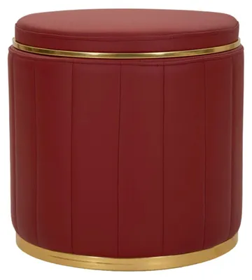 Produktbild von Mauro Ferretti Pouf London mit Stauraum Rot Gold Ø 46.5x44 cm