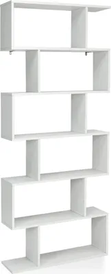 Produktbild von Standregal 6 Ebenen S-Form Bücherregal Aufbewahrungsregal Holz Farbwahl-Weiß
