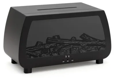 Produktbild von Flammenförmiger Aroma-Diffusor - Ultraschall-Luftbefeuchter - 200 ml Tank - LED-Lichteffekte - Fernbedienung - Timer - Leiser Betrieb - Schwarz