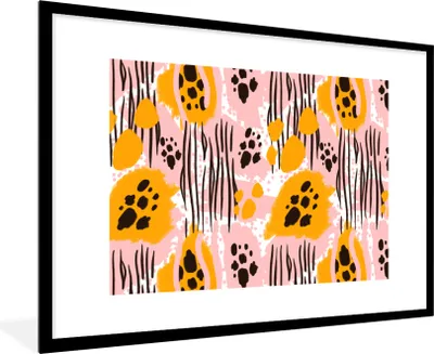 Produktbild von MuchoWow® MuchoWow® Gerahmtes Poster Orange - Rosa - Abstrakt 90x60 cm - Poster mit zchwarzem Bilderrahmen - Wanddekoration - Fotos