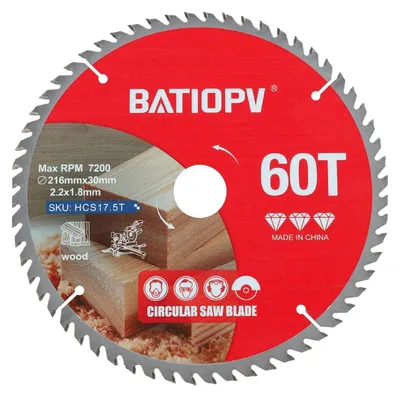 Produktbild von Kreissägeblatt 216x30 mm 60 Zähne für Holz, Spanplatten, Sperrholz, Hartholz