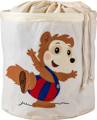 Produktbild von Lifeney meets "Bobo Siebenschläfer" Aufbewahrungskorb zusammenfaltbar für Kinder Box mit verschließbarem Kordelzug zum Verstauen von Spielzeug ca. 43,5 x 46 cm