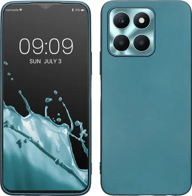 Produktbild von kwmobile Case kompatibel mit HONOR X6a Hülle - Schutzhülle aus Silikon metallisch schimmernd - Handyhülle Metallic Karibikblau