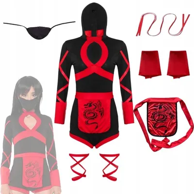Image de Costume Ninja Guerrière Hopki Rouge pour Enfants 146/152 cm