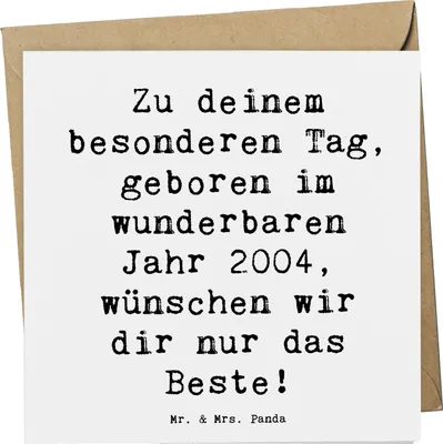 Produktbild von Mr. & Mrs. Panda Glückwunschkarte Spruch 2004 Geburtstag - Weiß - Geschenk, Geburtstagsfest, faltkarte, anlasskarte, Grußkarte, Geburtstagsgeschenk, Happy Birthday, Alter