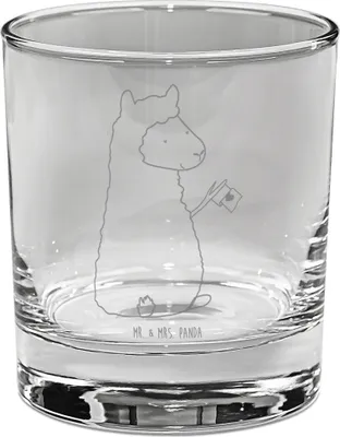 Produktbild von Mr. & Mrs. Panda Glas Alpaka Fahne - Transparent - Geschenk, Cocktailglas, Lamas, Alpakas, Tumbler, gravur, Lama, Longdrinkglas, Liebe