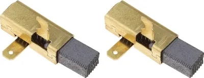 Two carbon brushes for electric motors are shown against a white background.