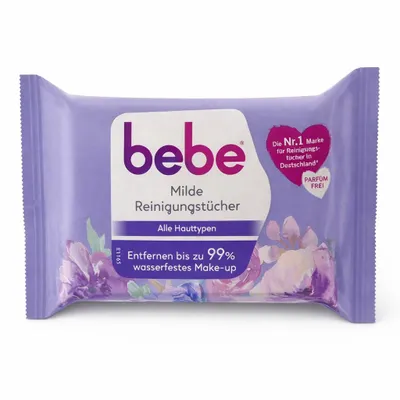 Produktbild von bebe Extra Sanfte Reinigungstücher (6 x 25 Tücher) vegan, feuchtigkeitsspendende Abschminktücher mit Aloe Vera, Gesichtsreinigungstücher ohne Duftstoffe für empfindliche Haut