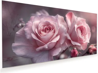 Produktbild von Glasbild 100x50cm in XXL für Wohnzimmer, Schlafzimmer Motiv Romantische Rosen
