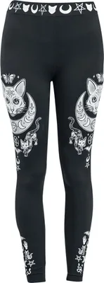 Produktbild von Gothicana by EMP Damen schwarze Leggings mit elastischem Gummibund M