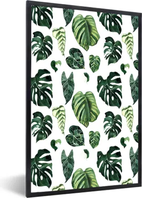 Produktbild von MuchoWow® Gerahmtes Poster Tropisch - Blätter - Grün 40x60 cm - Poster mit Schwarzem Bilderrahmen Wandposter Rahmen Foto Bilder - Papierdruck - Wandbilder
