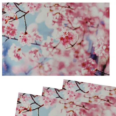 Immagine prodotto di Tovagliette Tessuto tovagliette CLOTH Fiori di ciliegio rosa blu