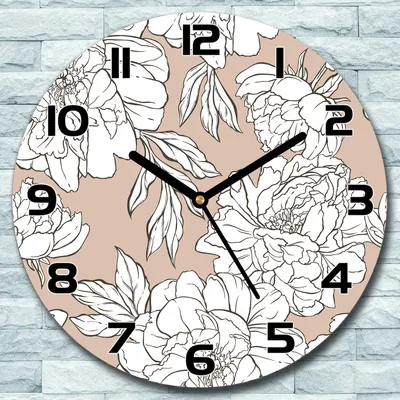 Produktbild von Wanduhr aus Glas Rund fi 30 Blumenstrauß Rosen Quarz Deko Schlafzimmer Büro