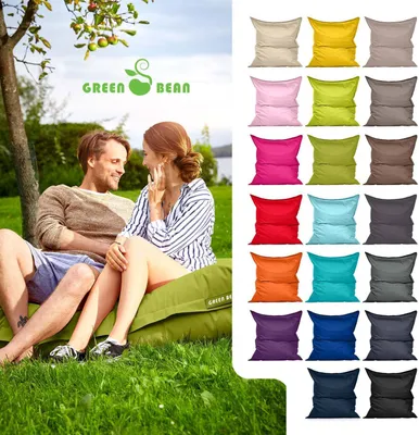 Produktbild von Green Bean Sitzsack "Square" XXL 140x180cm mit 380 Liter EPS Perlen - Riesensitzsack für Kinder & Erwachsene - Grün