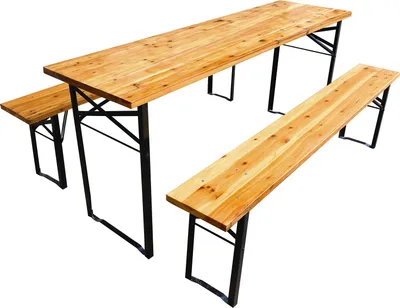 Produktbild von SVITA Bierzeltgarnitur 3-tlg. Holz Klappbare Biergarnitur Festzeltgarnitur Natur 165x50 cm