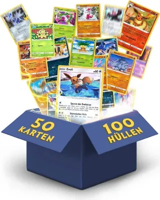 Obrázok produktu pre Pokémon karty nemecké 50 Rôzne 3 vzácne 3 Holo 1 náhodné Pikachu, Glumanda, Dedenne alebo Evoli obchodné karty Originálne Pokémon karty aktuálne sady 100 Heartforcards® Card Guard obaly na karty