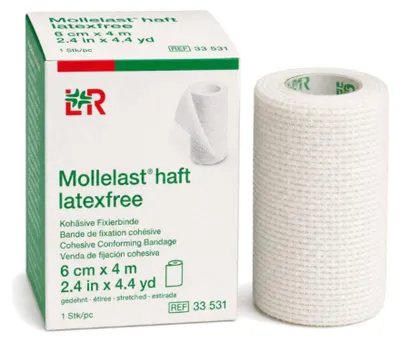 Obrázok produktu pre Mollelast lepidlo bez latexu, biele 6 cm x 4 m | kus (1 ks)