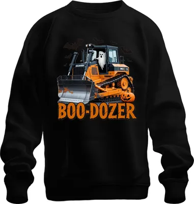 Produktbild von Boo Dozer Halloween Bulldozer Geist Kürbis Gruselig Bau Lustig Uni Sweatshirt Pullover, Schwarz, L