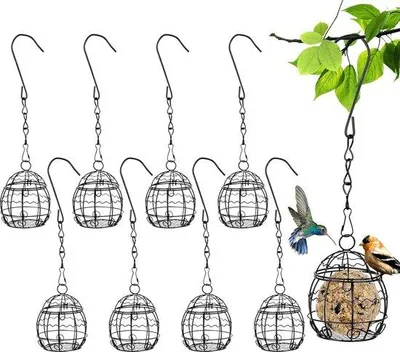Produktbild von Famanu Vogel-Futterstation 8 Stück - Meisenbol-Halter, Metall, Schwarz, 7,5 cm Durchmesser