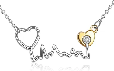 Produktbild von Sterling Silver Stethoskop Halskette Heartbeat EKG Schmuck Frauen Krankenschwester Gift