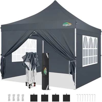 Produktbild von Faltpavillon Grau 3x3 mit 4 Seitenteilen