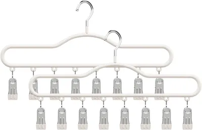 Produktbild von 1/2/3 Stück Kleiderbügel mit 8 Clips, multifunktionaler Organizer für den Kleiderschrank, platzsparende Aufbewahrung für Jeans, Röcke und Schals