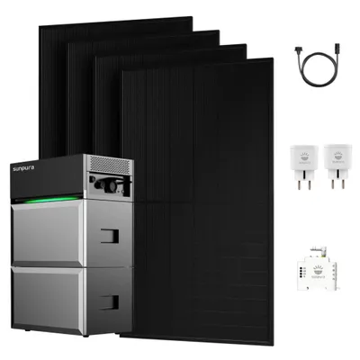 Produktbild von Balkonkraftwerk mit Speicher, Sunpura S2400 mit B2400 Erweiterungsakku, 2000W Bifazial Solarpanel und Smarter Zähler & 2x Smart Plug(0% MwSt)