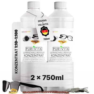 Produktbild von PURIVITA® Ultraschallreiniger Konzentrat für Brillen und Schmuck, 2 x 750 ml