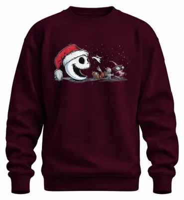 Immagine prodotto di Jack Skellington Skeleton Santa Christmas Halloween Gift Unisex Felpa Pullover, Borgogna, M