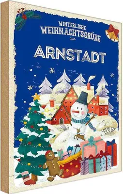 Zdjęcie produktu dla vianmo Drewniany znak 30x20 cm Weihnachtsgrüße ARNSTADT