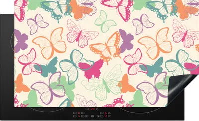 Produktbild von KitchenYeah© Herdabdeckplatte Schmetterlinge - Muster - Insekten , 91x52cm, Küche Deko, Glaskeramikkochfeld Herdabdeckung, Abdeckplatte fùr Kochfeld