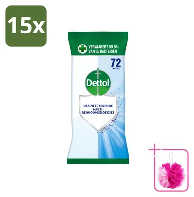 Produktbild von 15 x Dettol Reinigungstücher Cleanser ohne Bleichmittel - Sparpackung - 15 Stücke