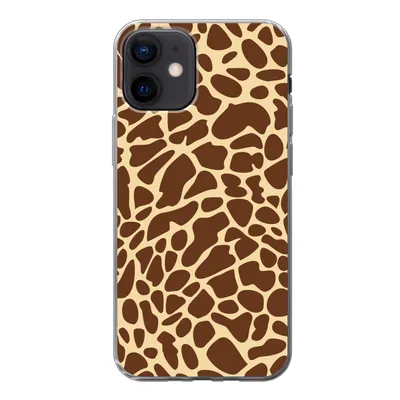 Produktbild von MuchoWow® Handyhülle Schutzhülle Hülle für iPhone 12 Tiermotiv - Giraffe - Braun Silikon Softcase Handy Hülle - Schutzhülle